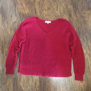 Lucky Brand V-Neck Sweater in Rich Red